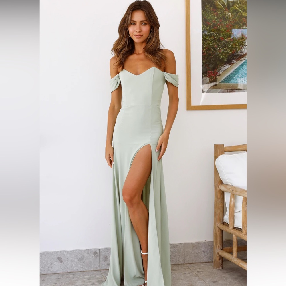Sage off the shoulder maxi dress *NWT*